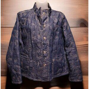 Quilted Reversible Button Up Jacket Carson Kressley Perfect Equestrian Sz M